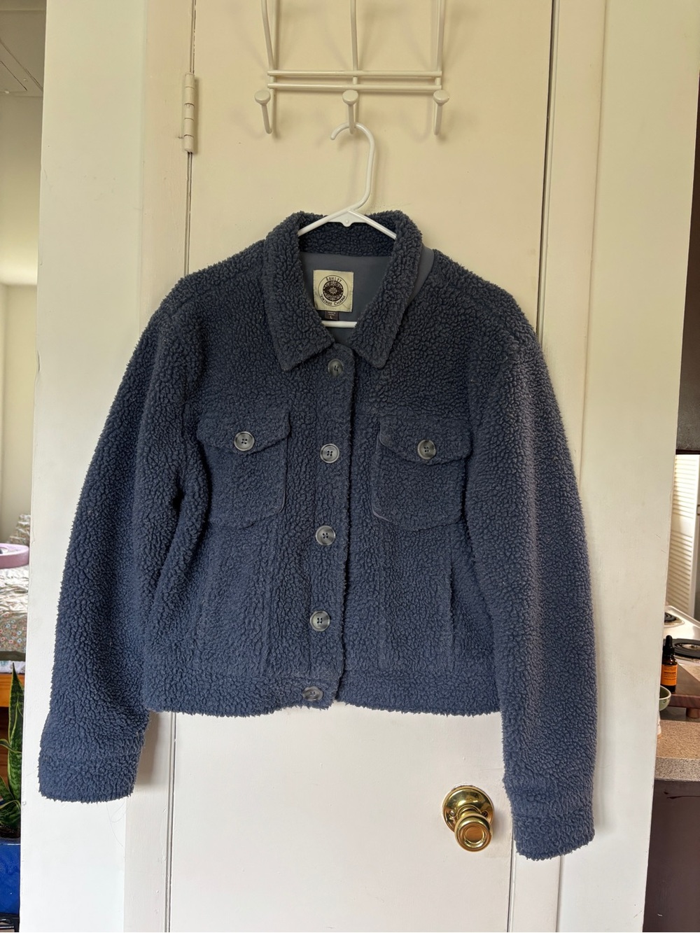 Women's Navy Sherpa Trucker Jacket